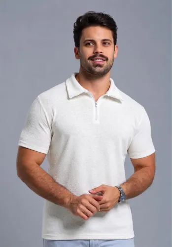 Camisa polo zíper felpa