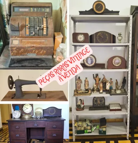 Vintage, Diversos objetos com idade de 40 a 60 anos à venda, Relógios, Móveis, etc.