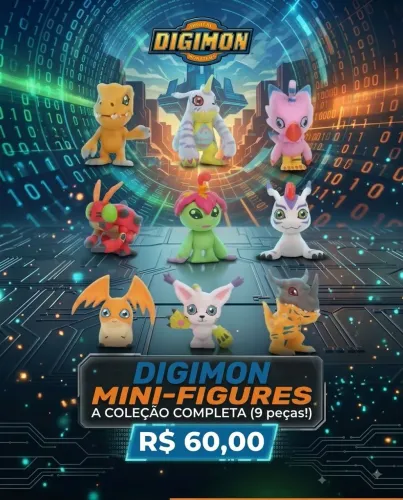 Miniaturas Digimon - Coleção Completa - Novos - 9 mini-figuras