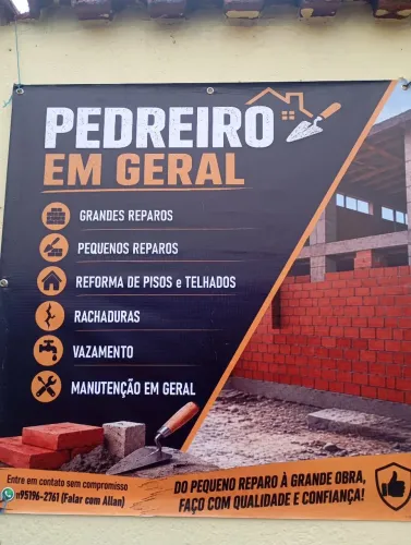 Pedreiro em geral com garantia e qualidade, faça seu orçamento sem compromisso e segurança
