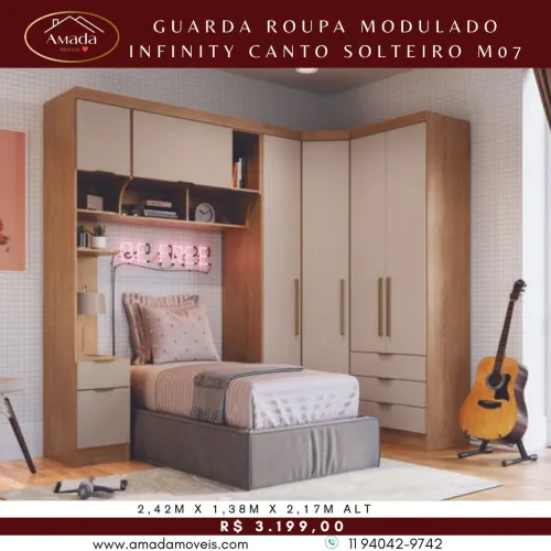 Guarda roupa modulado M06 Infinity , à pronta entrega 