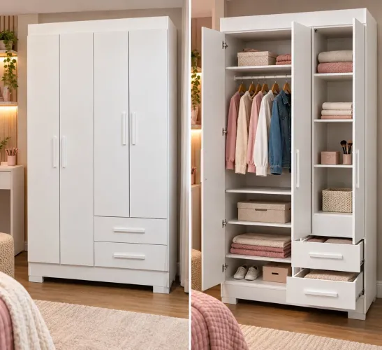 Guarda-roupa 4 portas e 2 gavetas