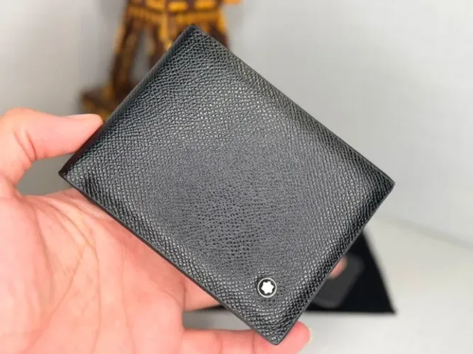 CARTEIRA MASCULINA MONTBLANC COURO LEGITIMO NATURAL GRANULADO PRETO PREMIU LANÇAMENTO 2026