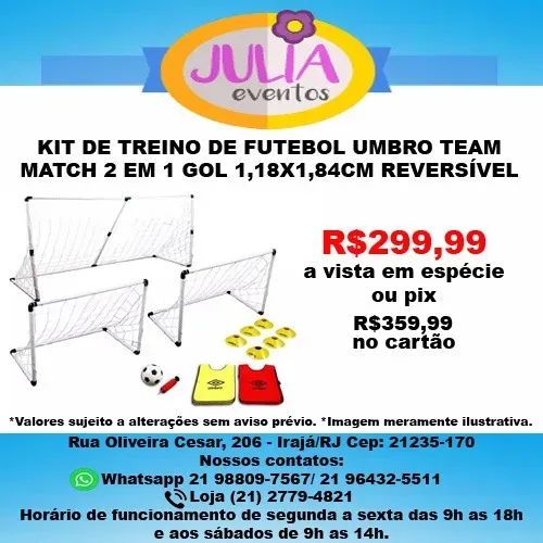 Kit Umbro Team Match 2 Em 1 Gol Futebol 1,18x1,84m Reversível c/ Coletes