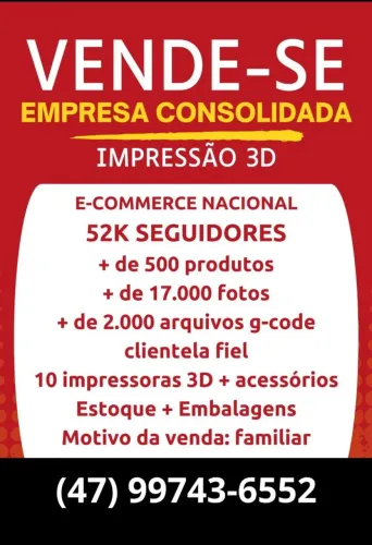 Empresa consolidada (52k seguidores) impressão 3D