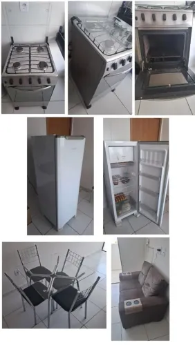 Geladeira, Fogão, Sofá, Mesa e 4 cadeiras