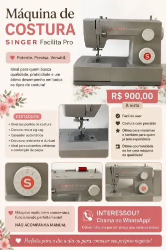 Máquina Costura Singer facilita pró e máquina costura antiga Elgin