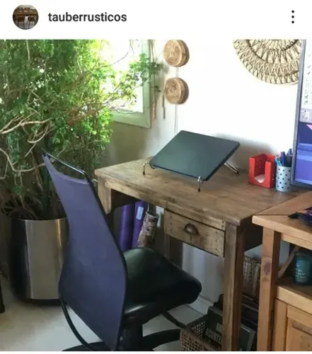 Mesa de estudo rustica com gaveta NOVA