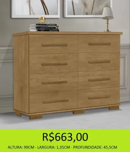 Cômoda de 8 gavetas