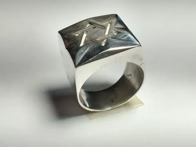 Anel Estrela de Davi Prata 950 Topo 20 mm Juntos Somos mais Fortes