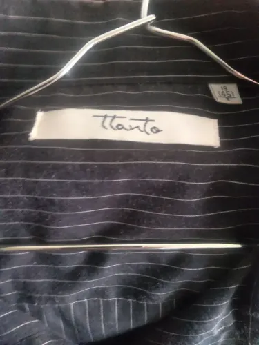 Camisa algodão da TTANTO, 5, preta modelo risca de giz