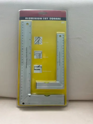 Kit 2 esquadros de alumínio com nível de bolha