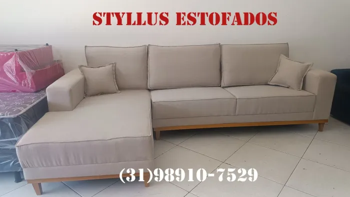 Sofá Retrátil de Canto - base de madeira