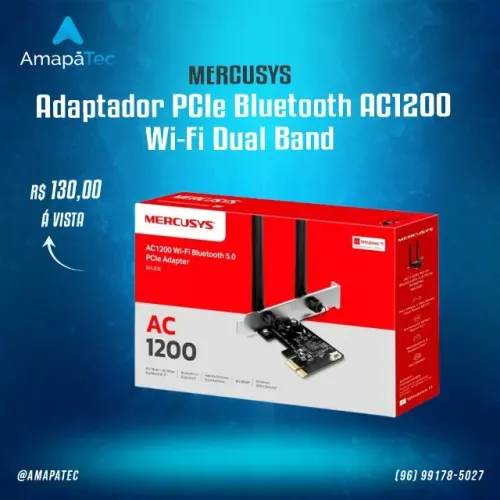Placa de rede Adaptador PCIe Bluetooth AC1200 Wi-F Dual Band