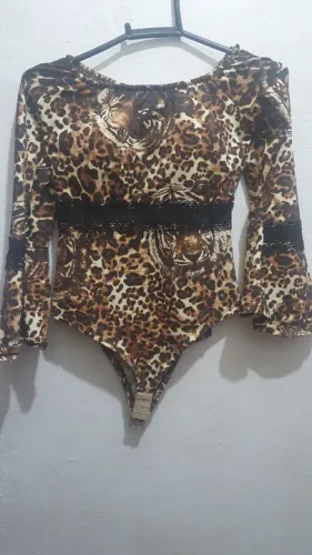 Body Leopardo com Manga Longa