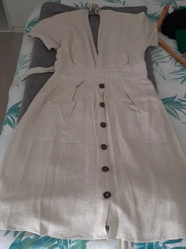 vestido midi em linho aquamar 