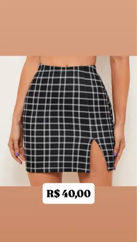 Saia xadrez com fenda lateral