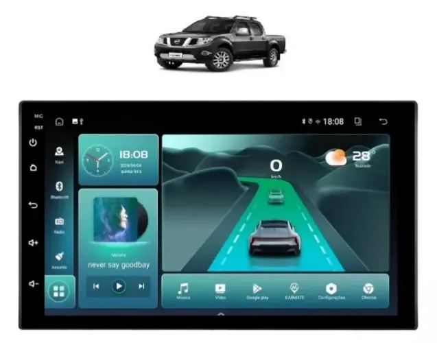 Central Multimídia Android 14 7 Pol. Carplay/ A. Auto 4gb/64gb Frontier 08/16
