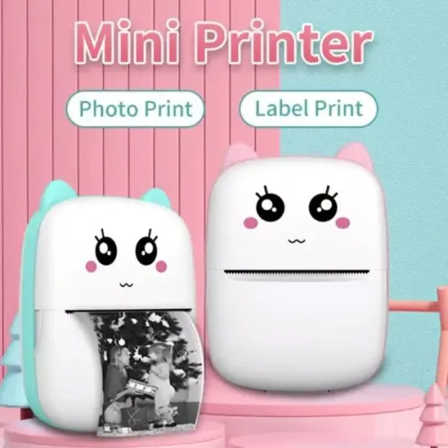 Mini Impressora bluetooth Fotográfica e de Etiquetas termica - Design Fofo e Portátil!