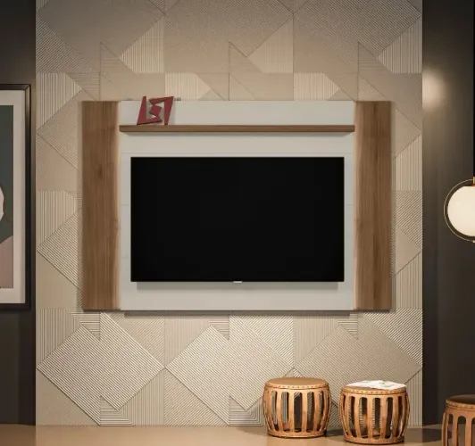 Painel Aurora Línea Brasil Painel Off White/Nogueira - Entrega Rápida!