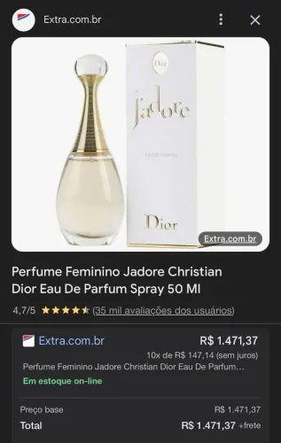 Perfume jadore dior nunca usei 450,00
