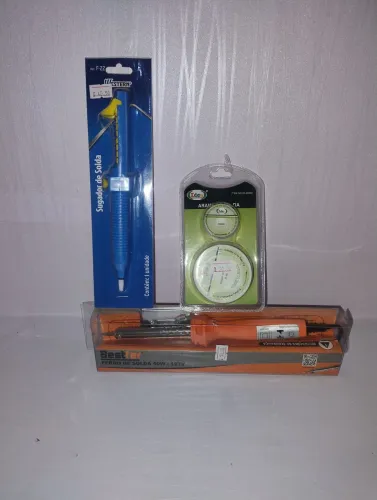 Kit Ferramentas Elétrica - Ferro de Solda 40W + Sugador de Solda + Fio de Solda