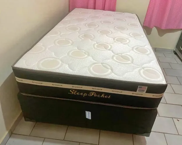 Cama solteirão Box  com Colchão Ortosleep Conforto 