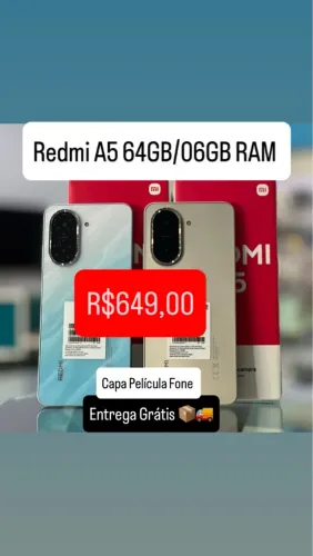 Redmi A5 64GB/06GB RAM Lacrado Entrega Gratuita + Capa Pelicula Fone 