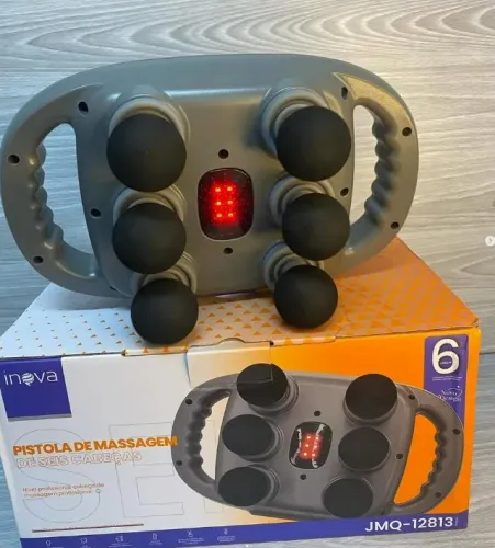 Pistola Massageador 6 Cabeças Liberação Muscular Relaxamento