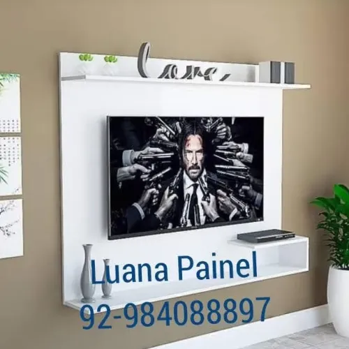Painel para TV branco com prateleira 021