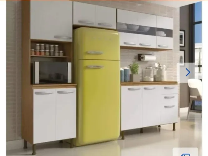 Cozinha Compacta 4 Peças Balcão com Tampo 3 Portas de Vidro