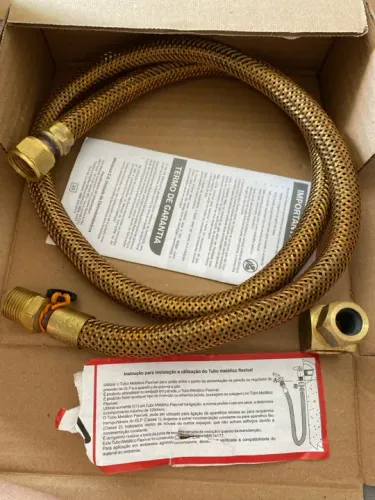 Kit gás Tubo metálico flexível original Brastemp com regulador de gás 