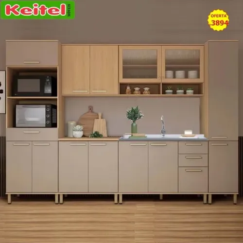 Cozinha Modulada Duna 6 Peças Freijó / Cinamomo 100% MDF