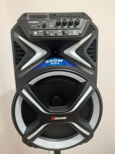CAIXA DE SOM AMPLIFICADORA MONDIAL CM-550L COM LED 550W COM PEDESTAL PRODUTO NOVO NA CAIXA