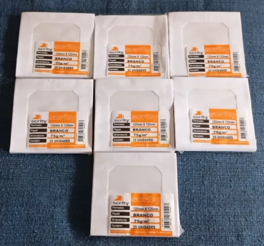 Lote 7 Pacotes Envelopes CD DVD Branco 125x125mm Scrity 25 un. Cada
