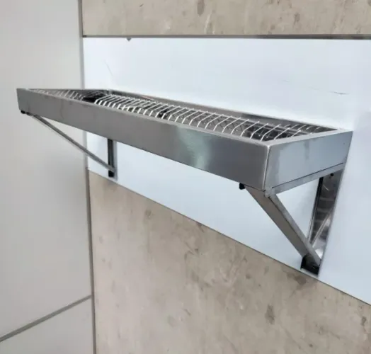 Prateleira Inox 1,10m Parede Suspensa Restaurante