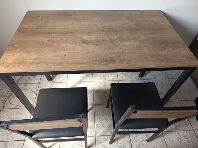 Mesa de Jantar Industrial em Madeira Maciça - 190 cm