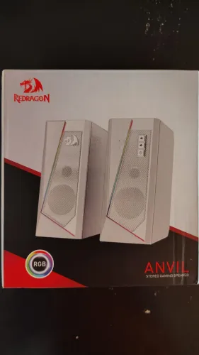 Caixa de Som Gamer Redragon Anvil, RGB, Branca