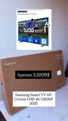 Samsung Smart TV 65" Crystal UHD 4K U8100F 2025
