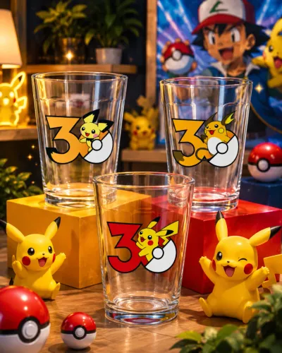 TRIO DE COPOS POKEMON ANIVERSÁRIO 30 ANOS PIKACHU RAICHU PICHU PRESENTE GEEK KAWAII GAME