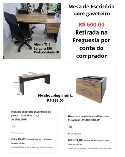 Mesa de Escritório e Reunião