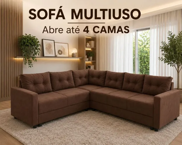 SOFÁ DE CANTO GRANDE, abre 4 CAMAS! IMPERDÍVEL