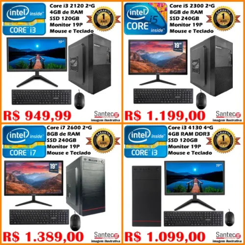 Computador PC Desktop i3 i5 i7 1 Ano Garantia.