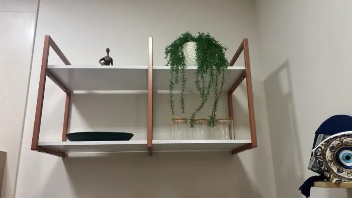 Prateleira Rosé Industrial 60cm 2 Níveis Nicho Suspensa
