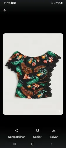 Produto: Blusa/Cropped feminino estilo "ciganinha" (ombro a ombro).