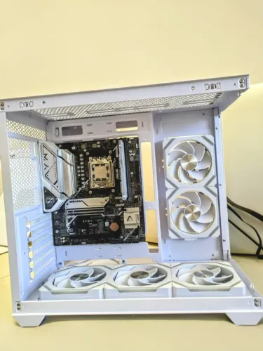 Gabinete completo + 6 fans com controladora, Water cooler e placa mãe