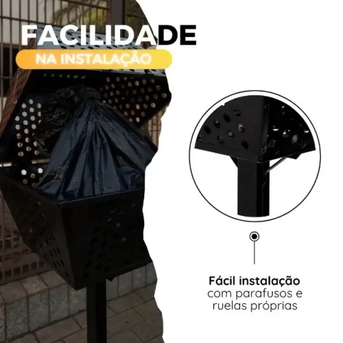 Oferta Relâmpago! Lixeira de Chão com Tampa em Aço Galvanizado | Resistente