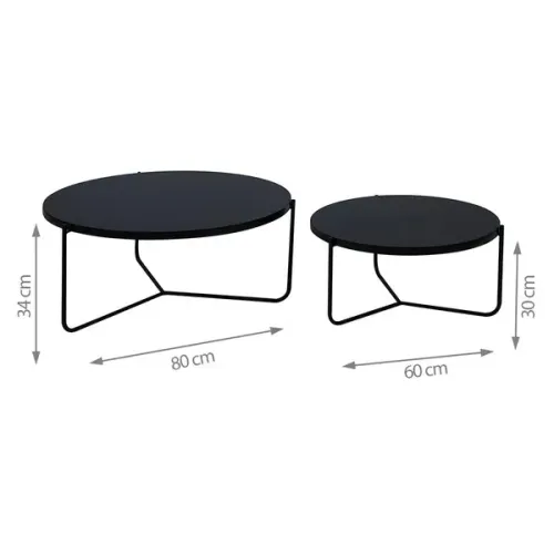 Conjunto Mesa de Centro MDF Preto