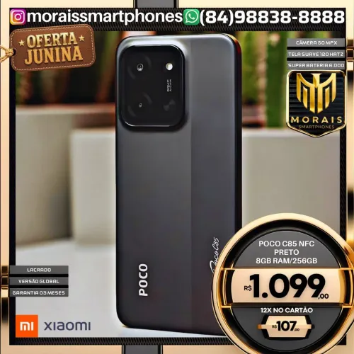 Xiaomi Poco C85 - Verde, Preto - 256GB | 8GB RAM - LACRADO NOVO| ENTREGA IMEDIATA |