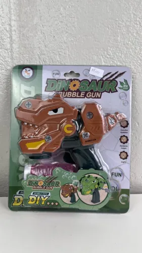 Pistola de Bolhas de Sabão Dinossauro com Luz e Música